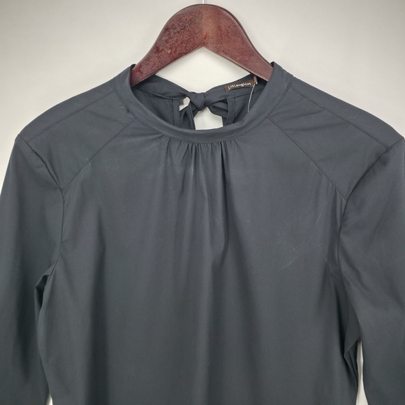 J. McLaughlin Elodie Blouse Black Size M NWT $158 Mock Neck Top Quiet Luxury - Picture 4 of 16